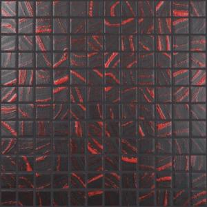 Vidrepur mosaico Negro Trazos Rojos 12x12